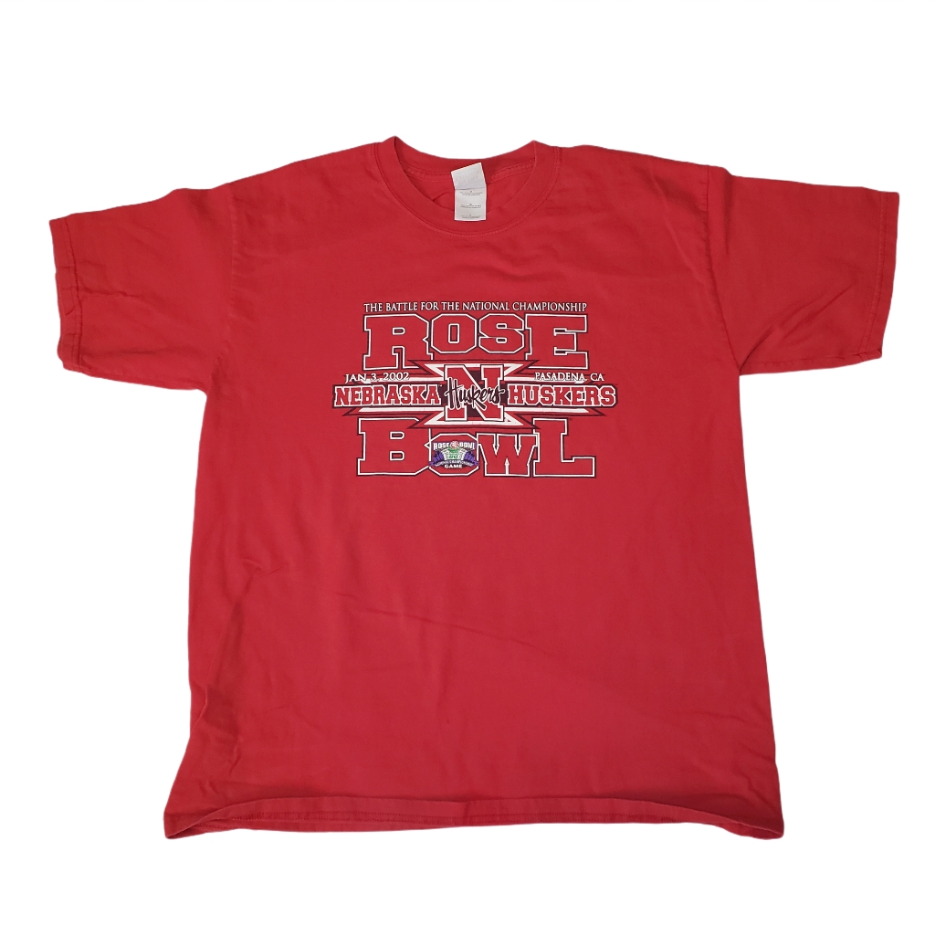2002 Nebraska Huskers Rose Bowl Ncaa Shirt Y2k College Football Tee Retro Red